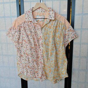 American Eagle Resort Floral Multi Pattern Short Sleeve Oversize Button Up Shirt